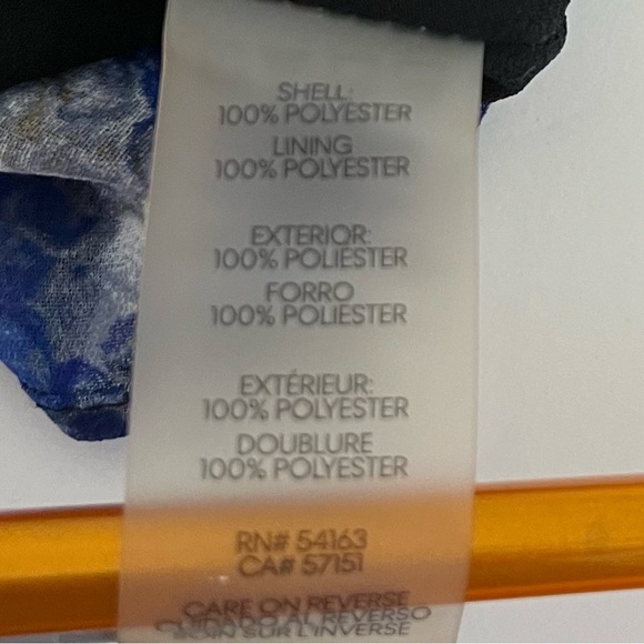 Calvin Klein Blue Snake Print V Neck Long Sleeve Blouse - Picture 9 of 12